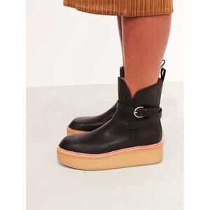 NIB Ulla Johnson Lennox Black Leather Buckle Platform Boots EU 41 / US 10 - 10.5